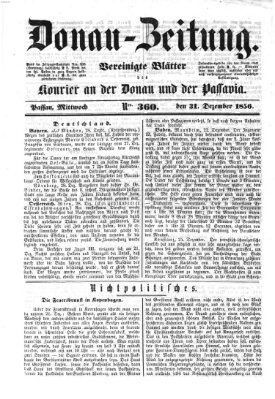 Donau-Zeitung Mittwoch 31. Dezember 1856