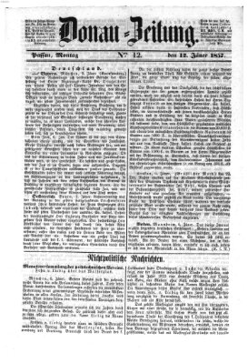 Donau-Zeitung Montag 12. Januar 1857