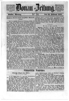 Donau-Zeitung Montag 23. Februar 1857