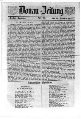 Donau-Zeitung Samstag 28. Februar 1857