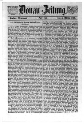 Donau-Zeitung Mittwoch 4. März 1857