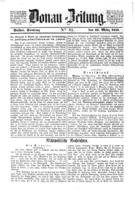 Donau-Zeitung Sonntag 22. März 1857