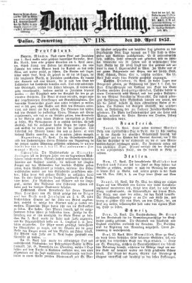 Donau-Zeitung Donnerstag 30. April 1857