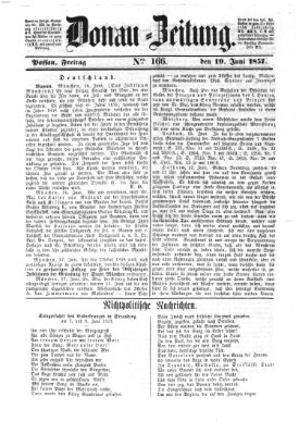 Donau-Zeitung Freitag 19. Juni 1857