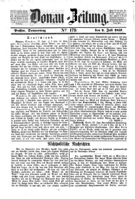 Donau-Zeitung Donnerstag 2. Juli 1857