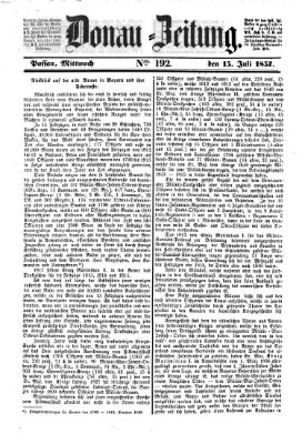 Donau-Zeitung Mittwoch 15. Juli 1857