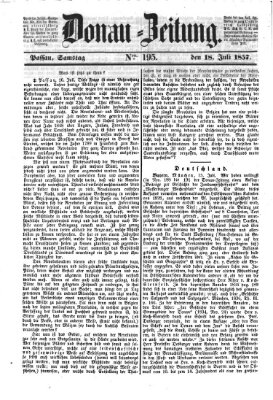 Donau-Zeitung Samstag 18. Juli 1857