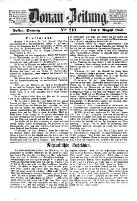 Donau-Zeitung Sonntag 2. August 1857