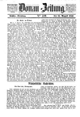 Donau-Zeitung Dienstag 11. August 1857