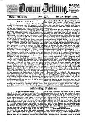 Donau-Zeitung Mittwoch 19. August 1857