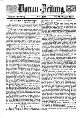 Donau-Zeitung Samstag 22. August 1857