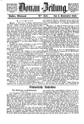 Donau-Zeitung Mittwoch 2. September 1857