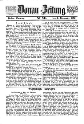 Donau-Zeitung Sonntag 6. September 1857