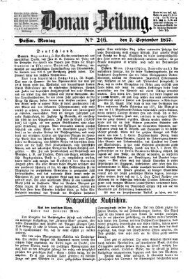 Donau-Zeitung Montag 7. September 1857