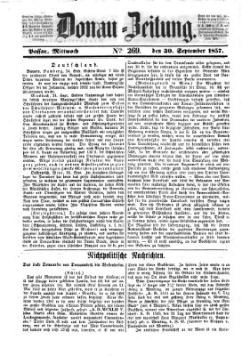 Donau-Zeitung Mittwoch 30. September 1857