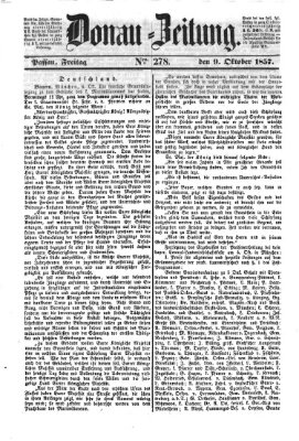 Donau-Zeitung Freitag 9. Oktober 1857