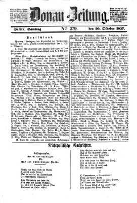 Donau-Zeitung Samstag 10. Oktober 1857