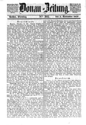 Donau-Zeitung Dienstag 3. November 1857