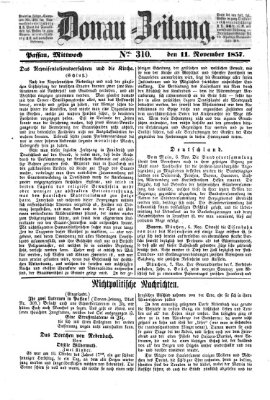 Donau-Zeitung Mittwoch 11. November 1857