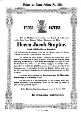 Donau-Zeitung Montag 16. November 1857