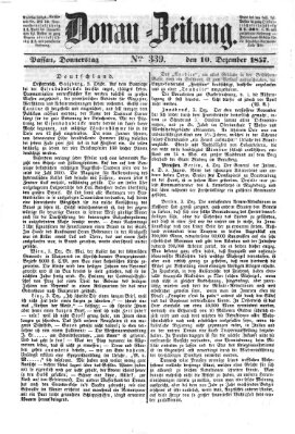 Donau-Zeitung Donnerstag 10. Dezember 1857