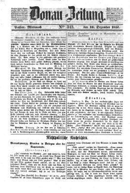 Donau-Zeitung Mittwoch 16. Dezember 1857