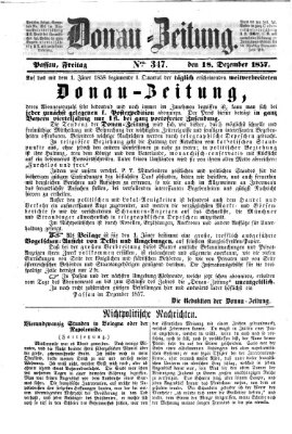 Donau-Zeitung Freitag 18. Dezember 1857