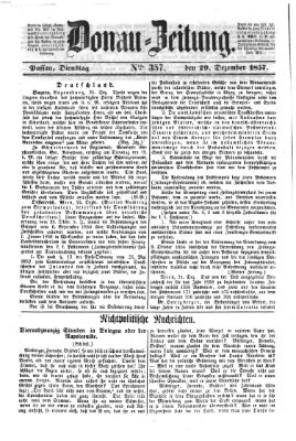 Donau-Zeitung Dienstag 29. Dezember 1857