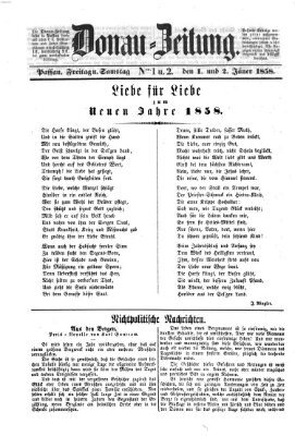 Donau-Zeitung Samstag 2. Januar 1858