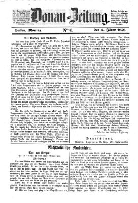 Donau-Zeitung Montag 4. Januar 1858