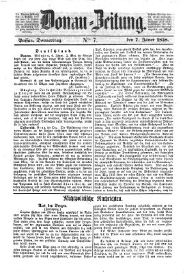 Donau-Zeitung Donnerstag 7. Januar 1858