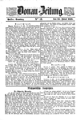 Donau-Zeitung Samstag 16. Januar 1858