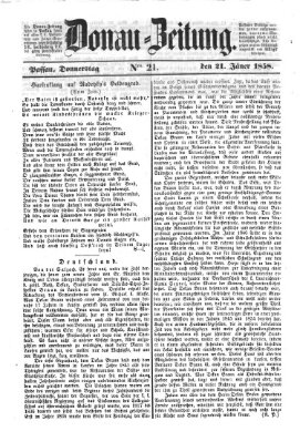 Donau-Zeitung Donnerstag 21. Januar 1858