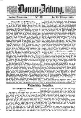 Donau-Zeitung Donnerstag 18. Februar 1858