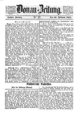 Donau-Zeitung Freitag 26. Februar 1858