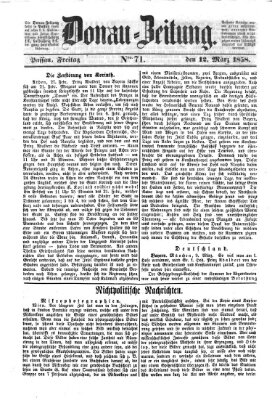 Donau-Zeitung Freitag 12. März 1858