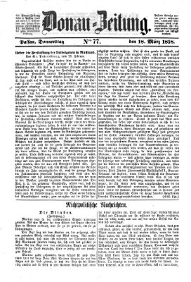 Donau-Zeitung Donnerstag 18. März 1858