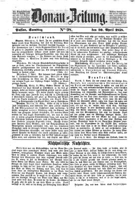 Donau-Zeitung Samstag 10. April 1858