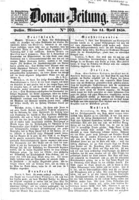 Donau-Zeitung Mittwoch 14. April 1858