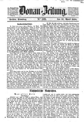 Donau-Zeitung Samstag 17. April 1858