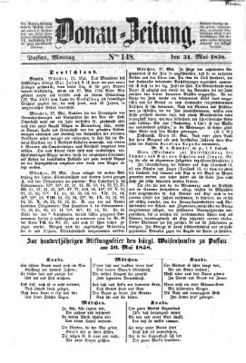 Donau-Zeitung Montag 31. Mai 1858