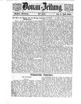 Donau-Zeitung Sonntag 4. Juli 1858