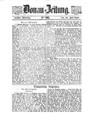 Donau-Zeitung Sonntag 18. Juli 1858