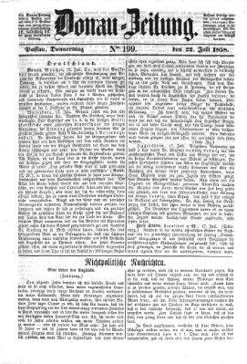 Donau-Zeitung Donnerstag 22. Juli 1858