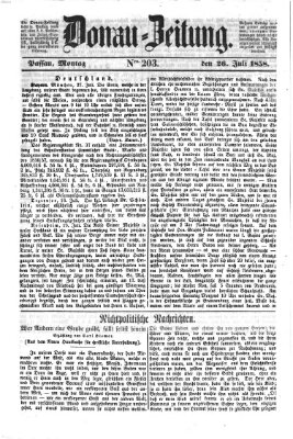 Donau-Zeitung Montag 26. Juli 1858