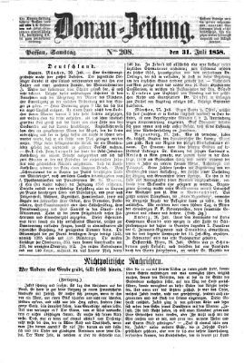 Donau-Zeitung Samstag 31. Juli 1858