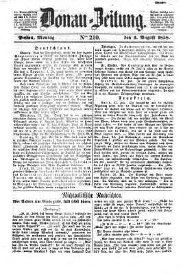 Donau-Zeitung Montag 2. August 1858