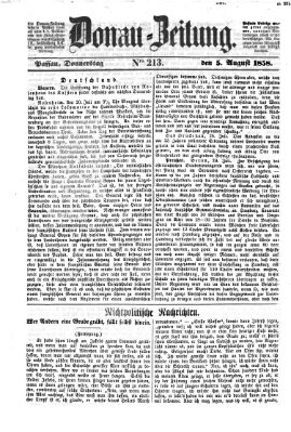 Donau-Zeitung Donnerstag 5. August 1858