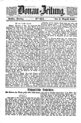 Donau-Zeitung Freitag 6. August 1858