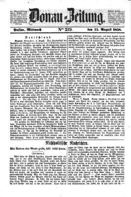 Donau-Zeitung Mittwoch 11. August 1858